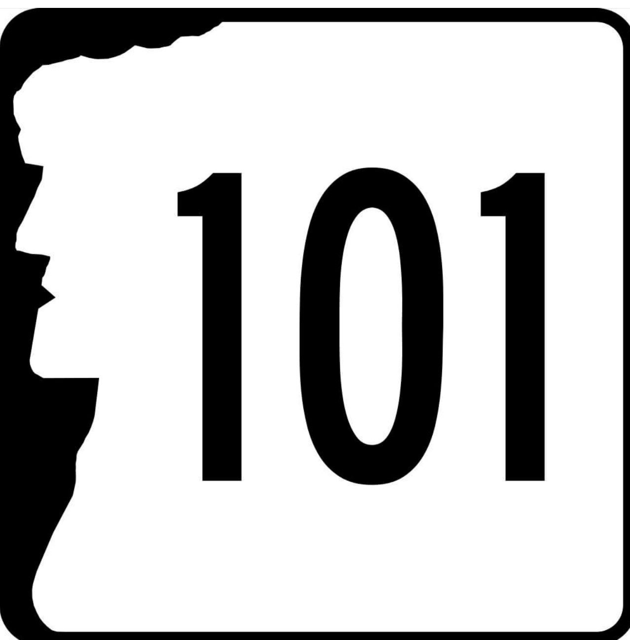 This is the image for the Route 101 sign. It is the number 101 in large black sans serif lettering. This image is featured by Nashua, New Hampshire, auto accident law firm Buckley Law Offices.